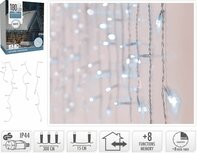 IJspegel verlichting - 180 LED - Wit - Transparant Snoer - Timer - Lichtfuncties - Geheugen