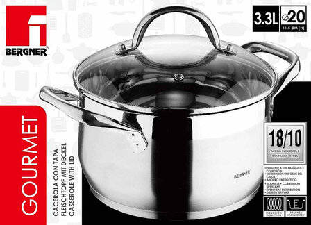 Bergner RVS 18/10 kookpan 20cm - 3,3 liter