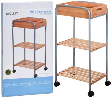 Badkamertrolley bamboe / metaal