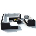  10-delige Loungeset tuinset met kussens poly rattan zwart 