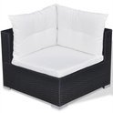  10-delige Loungeset tuinset met kussens poly rattan zwart 