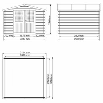 Tuinhuisje / Tuinschuurtje. 3.144 x 3.028 x 2.146 mm