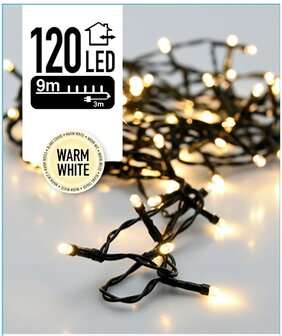 Kerstverlichting 120 LED&#039;s 9 meter warm wit