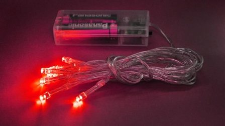 Kerstboomverlichting - 10 LED&#039;s - rood - Decoratie van raam