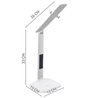 Bureaulamp - Bedlamp - Leeslamp - Nachtlamp &ndash;LED &ndash; Met Klok - Wekker en tempratuurmeter - Keur licht - Warm wit tot Daglicht &ndash; Dimbaar &ndash; Wit