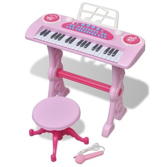 Speelgoed - keyboard - Met krukje - microfoon  - karaoke - En 37 toetsen roze