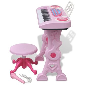 Speelgoed - keyboard - Met krukje - microfoon  - karaoke - En 37 toetsen roze