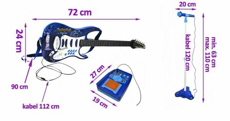 Elektrische - gitaar - Met versterker - Microfoon en standaard - Blauw- Set voor Jongens- Werkt op batterijen - Speelgoed - Karaoke set - Met gitaar