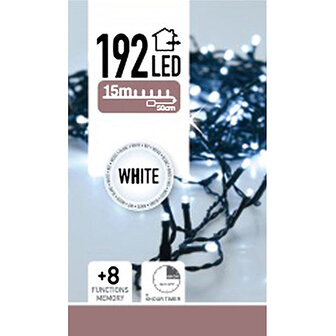 Kerstverlichting 192 LED&#039;s - wit - op batterij 