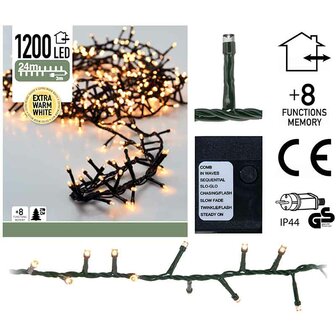 Micro Cluster 1200 LED&#039;s 24 meter extra warm wit