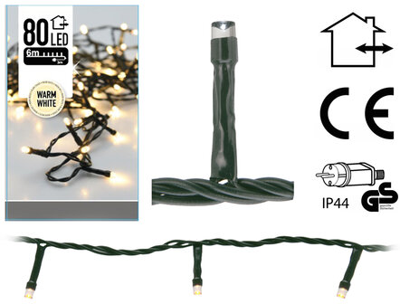 Kerstverlichting 80 LED&#039;s - 6 meter - warm wit