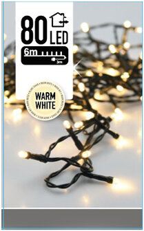 Kerstverlichting 80 LED&#039;s - 6 meter - warm wit