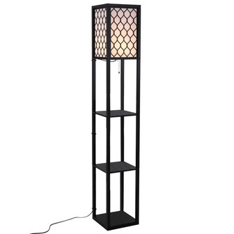 Vloerlamp met planken binnenverlichting E27 tot 40W voor woon/slaapkamer hout zwart 26 x 26 x 160 cm