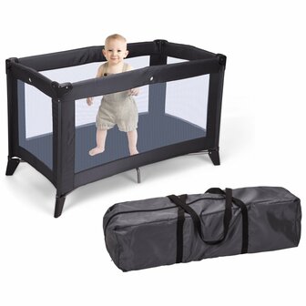 Baby bed - Met matras - Inklapbaar - Donkergrijs