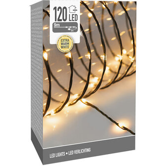 LED Verlichting 120 LED - 9 meter - extra warm wit - voor binnen en buiten - Soft Wire 