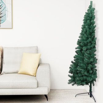 Kunstkerstboom met standaard half 240 cm PVC groen