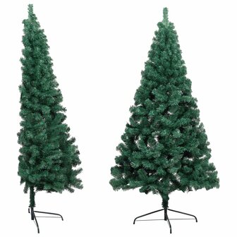 Kunstkerstboom met standaard half 240 cm PVC groen