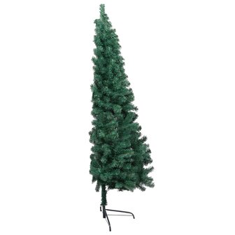 Kunstkerstboom met standaard half 210 cm PVC groen