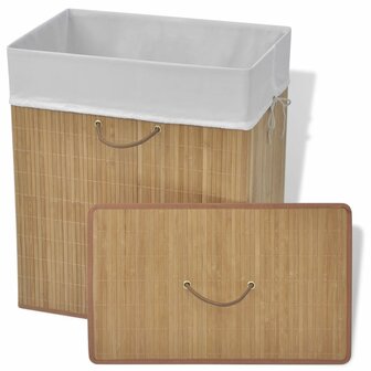 Wasmand - Bamboe - Badkamer -  Rechthoekig - Met binnenzak - 90L