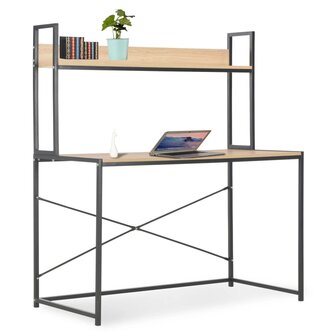 Bureau - Schrijftafel - Computerbureau - Bureautafel - Werktafel - Hobbytafel - 120x60x138 cm - zwart en eikenkleurig