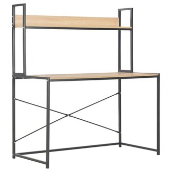 Bureau - Schrijftafel - Computerbureau - Bureautafel - Werktafel - Hobbytafel - 120x60x138 cm - zwart en eikenkleurig