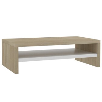 Monitorstandaard - Monitor verhoger -  wit en sonoma eiken - 42x24x13 cm