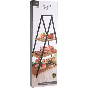 Etagere 3 lagen - bamboe - hoogte 53 cm