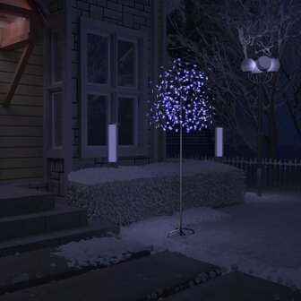 Kerstboom - Kunstkerstboom - Verlicht - 220 LED&#039;s - blauw licht - kersenbloesem  - 220cm