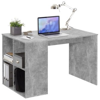 Bureau met zijschappen 117x73x75 cm betonkleurig