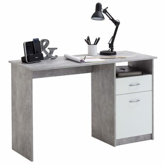 Bureau - Schrijftafel - Betonkleurig -Met 1 lade - 123x50x76,5 cm