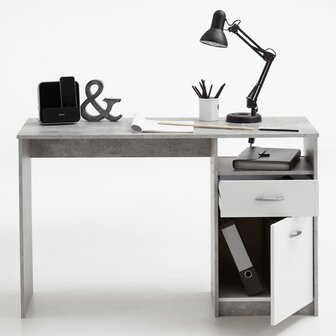 Bureau - Schrijftafel - Betonkleurig -Met 1 lade - 123x50x76,5 cm