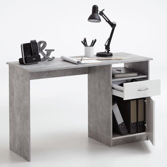 Bureau - Schrijftafel - Betonkleurig -Met 1 lade - 123x50x76,5 cm