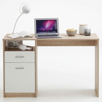 Bureau - Schrijftafel - Eikenkleurig - Met 1 lade - 123x50x76,5 cm