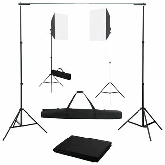 Fotostudio set Fotografie - Met  softboxlampen - En achtergrond - Zwart