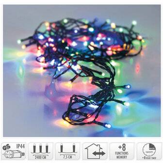 Kerstverlichting 320 led- 24m - multicolor - Timer - Lichtfuncties - Geheugen - Buiten