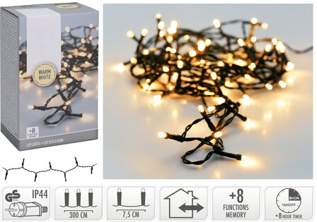 Kerstverlichting 40 led- 3m - warm wit - Timer - Lichtfuncties - Geheugen - Buiten