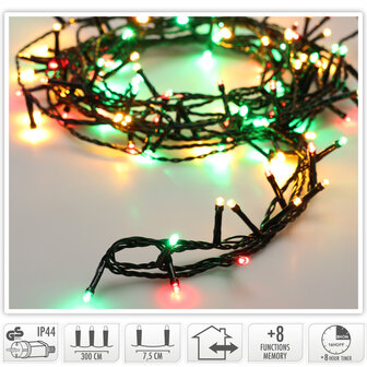 Kerstverlichting 240 led- 18m - three tone traditional - Timer - Lichtfuncties - Geheugen - Buiten