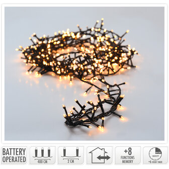 Micro Cluster 200 led - 4m - two tone romantic - Batterij - Lichtfuncties - Geheugen - Timer