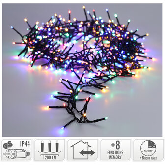 Maxi Cluster Kerstverlichting - 800 led - 12m - multicolor - Timer - Lichtfuncties - Geheugen - Buiten