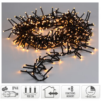 Maxi Cluster Kerstverlichting - 600 led - 9m - extra warm wit - Timer - Lichtfuncties - Geheugen - Buiten