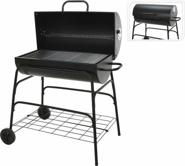 Verrijdbare Houtskoolbarbecue - Cilindervorm - 77 x H100cm