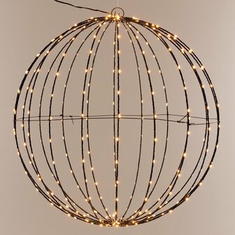 Lichtbol met 120 led - Metaal - 30 cm - werkt op batterijen - met Timer - extra warm wit