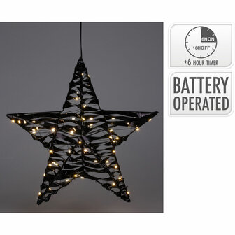 Verlichte Kerstster - Zwart - 40 cm - 60 led 