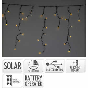 Solar IJspegelverlichting 780cm - 240 Led - USB oplaadbaar - Afstandsbediening