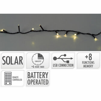 Solar Led Verlichting - 21.5 meter - 480 led - USB oplaadbaar - Afstandsbediening