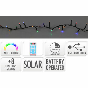 Solar Led Verlichting - 10.5 meter - 240 led - Multicolor - USB oplaadbaar - Afstandsbediening