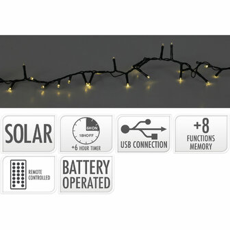 Solar Cluster Verlichting - 11 meter - 560 led - USB oplaadbaar - Afstandsbediening