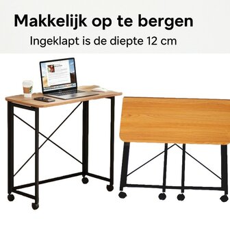 Ceruzo Wandtafel -  80x40x75 cm - Inklapbaar Tafelblad - Zwart