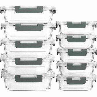Ceruzo Meal Prep Bakjes - 10 stuks Vershoudbakjes - Glas 