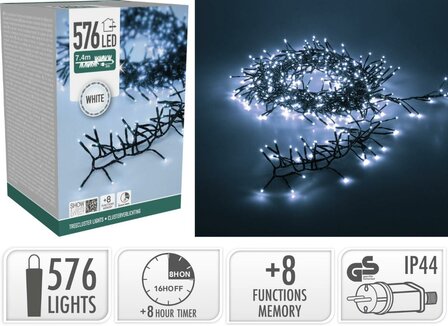 Treecluster Kerstboomverlichting - 576led - Wit